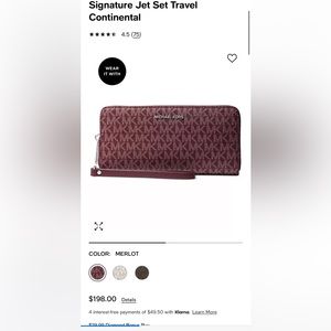 Brand new Michael Kors jet set travel Purse Wallet